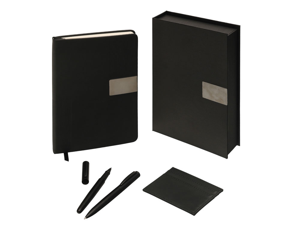 Подарочный набор Goethe с блокнотом А5, 2-мя ручками и картхолдером, черный