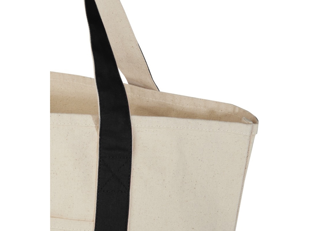 Sam эко- сумка из переработанного хлопка, сертифицированного согласно GRS, плотностью 320 г/м² - сплошной черный / Натуральный