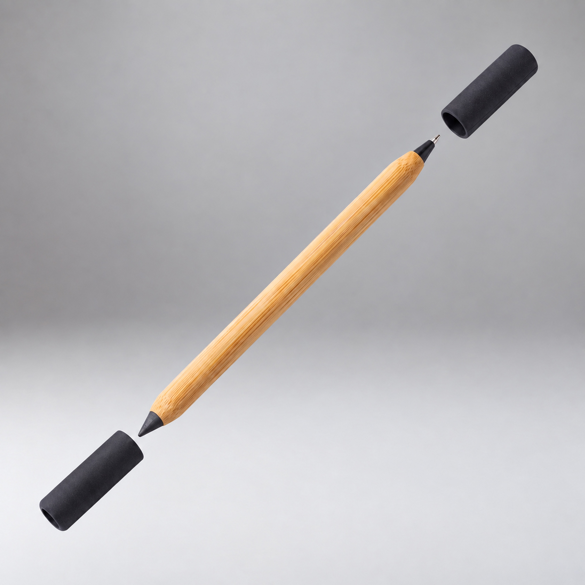 Вечный карандаш и ручка из бамбука Black bamboo, натуральный и черный