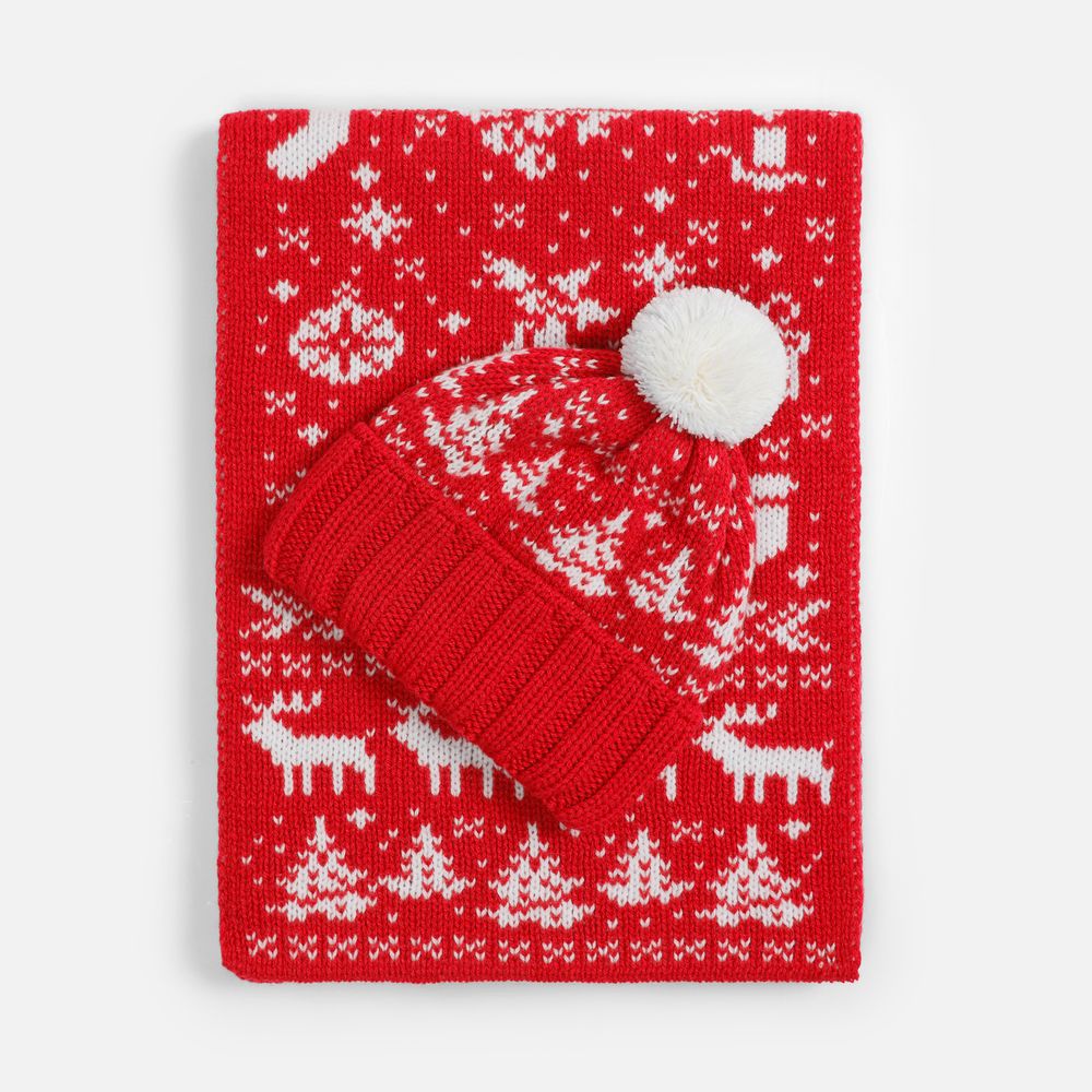 Шарф Holidale, красный с молочным