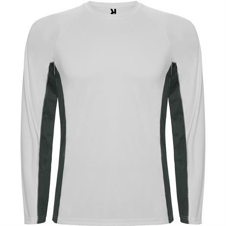 Спортивная футболка SHANGHAI L/S мужская, БЕЛЫЙ/ТЕМНЫЙ ГРАФИТ 2XL