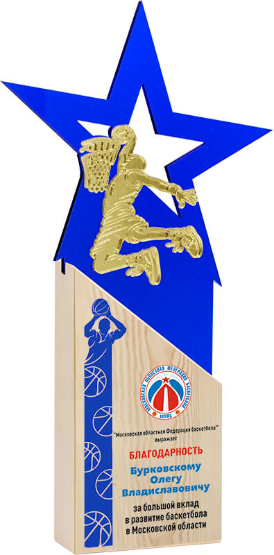 Акриловая награда с УФ печатью баскетбол