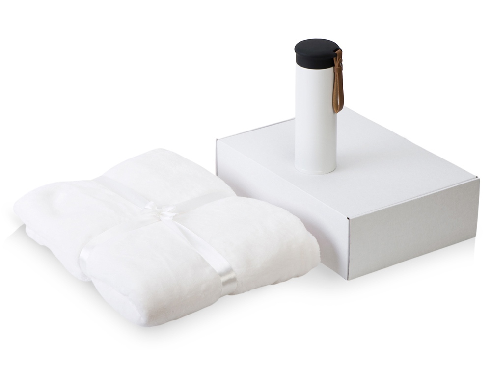 Подарочный набор с пледом, термосом Cozy hygge 2.0, белый