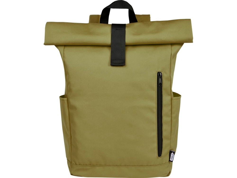 Рюкзак Byron 15,6 объемом 18 л со скручиваемым верхом, изготовленный из переработанного ПЭТ по стандарту GRS, оливковый Рюкзак Byron 15,6 объемом 18 л со скручиваемым верхом, изготовленный из переработанного ПЭТ по стандарту GRS, оливковый