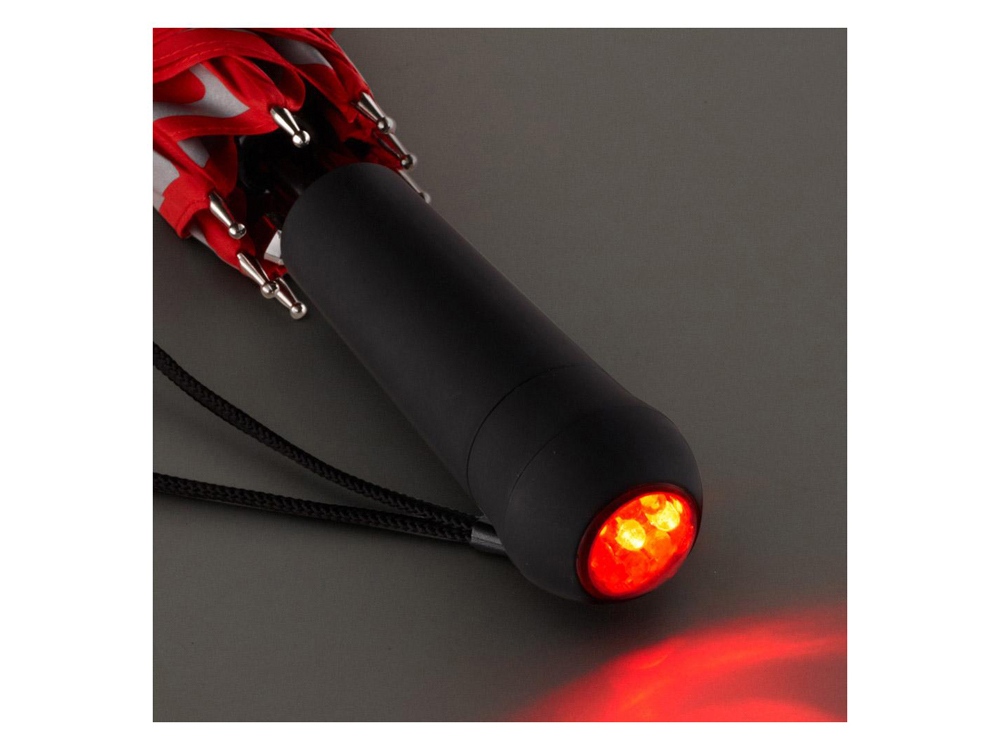 Зонт-трость Safebrella с фонариком и светоотражающими элементами, красный