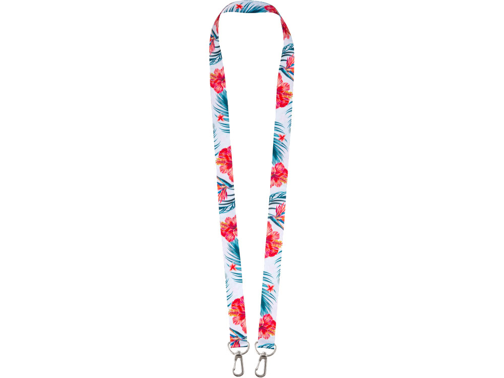 Ланъярд 2 см под сублимацию с 2-мя карабинами, серебристый