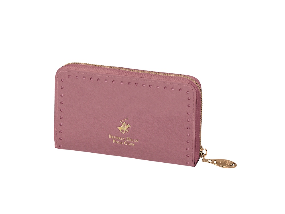 Кошелек женский Beverly Hills Polo Club, пудрово-лиловый/желтое золото