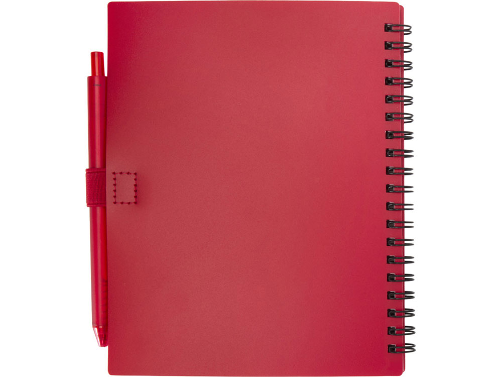 Набор Niove из блокнота из переработанного пластика в мягкой обложке и шариковой ручки (синие чернила) - Красный