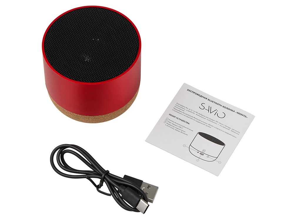 Беспроводная колонка Montii, 3 Вт, красный Беспроводная колонка Montii, 3 Вт, красный