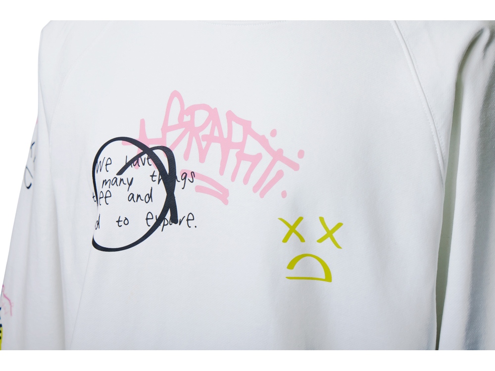 Свитшот оверсайз с рукавом реглан Belgrade, унисекс, белый, ДТФ текстиль