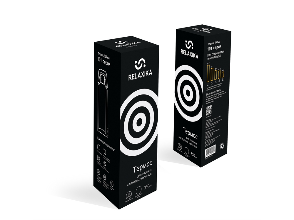 Термос Relaxika 101 (0,35 литра), черный (без лого)