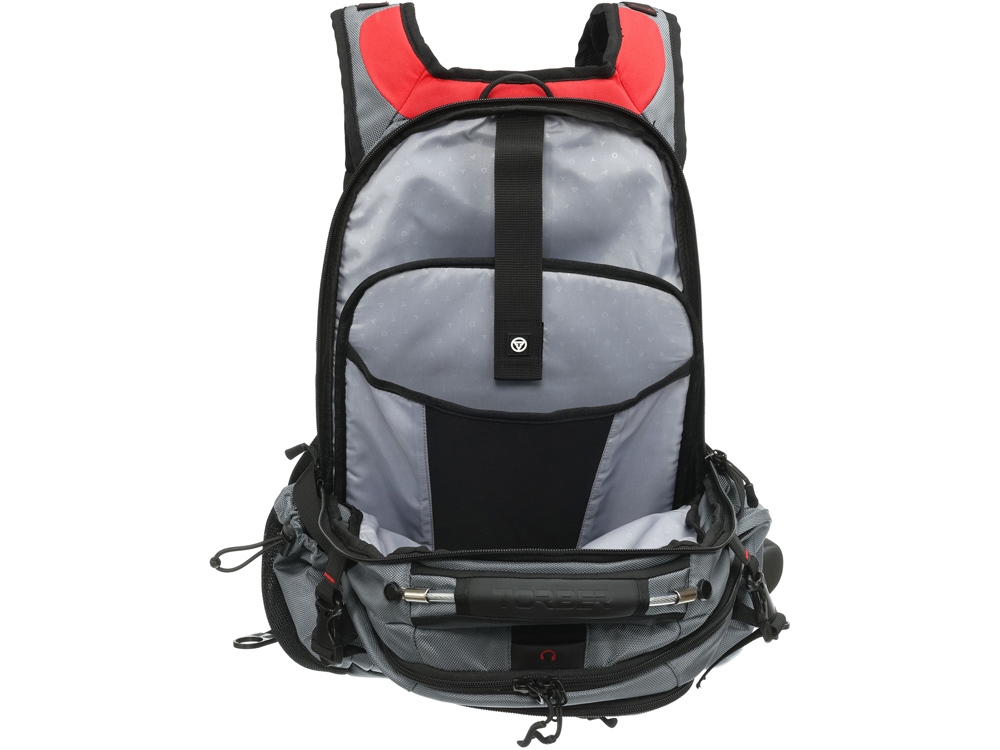 Рюкзак TORBER DRIVE с отделением для ноутбука 15, серый/красный, полиэстер 1680D, 36x17x50 см, 30 л