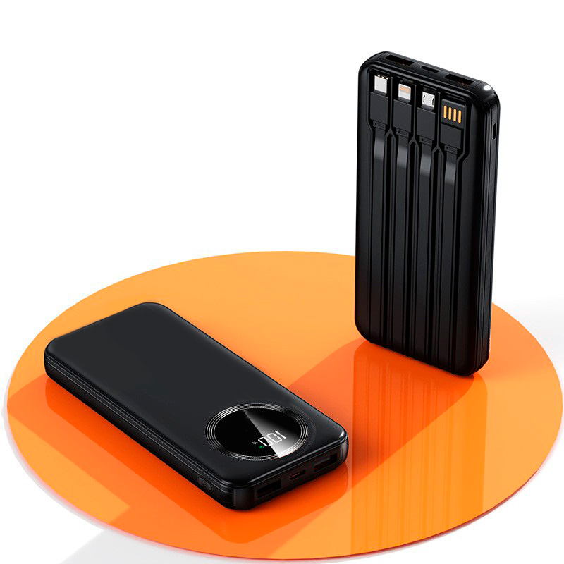 Зарядное устройство "Phantom" 10000 mAh с 4мя встроенными кабелями и цифровым индикатором заряда Зарядное устройство "Phantom" 10000 mAh с 4мя встроенными кабелями и цифровым индикатором заряда