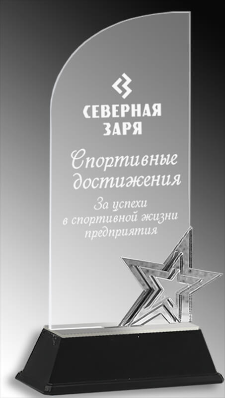 Акриловая награда с гравировкой (под серебро)