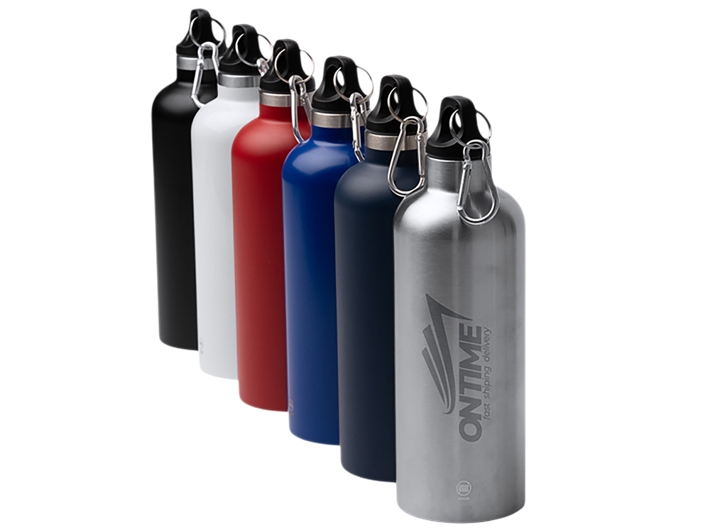 Бутылка LUWAK/ЛЮВАК из переработанной нержавеющей стали с карабином, королевский синий