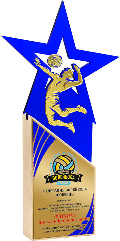 Акриловая награда с сублимационной печатью волейбол