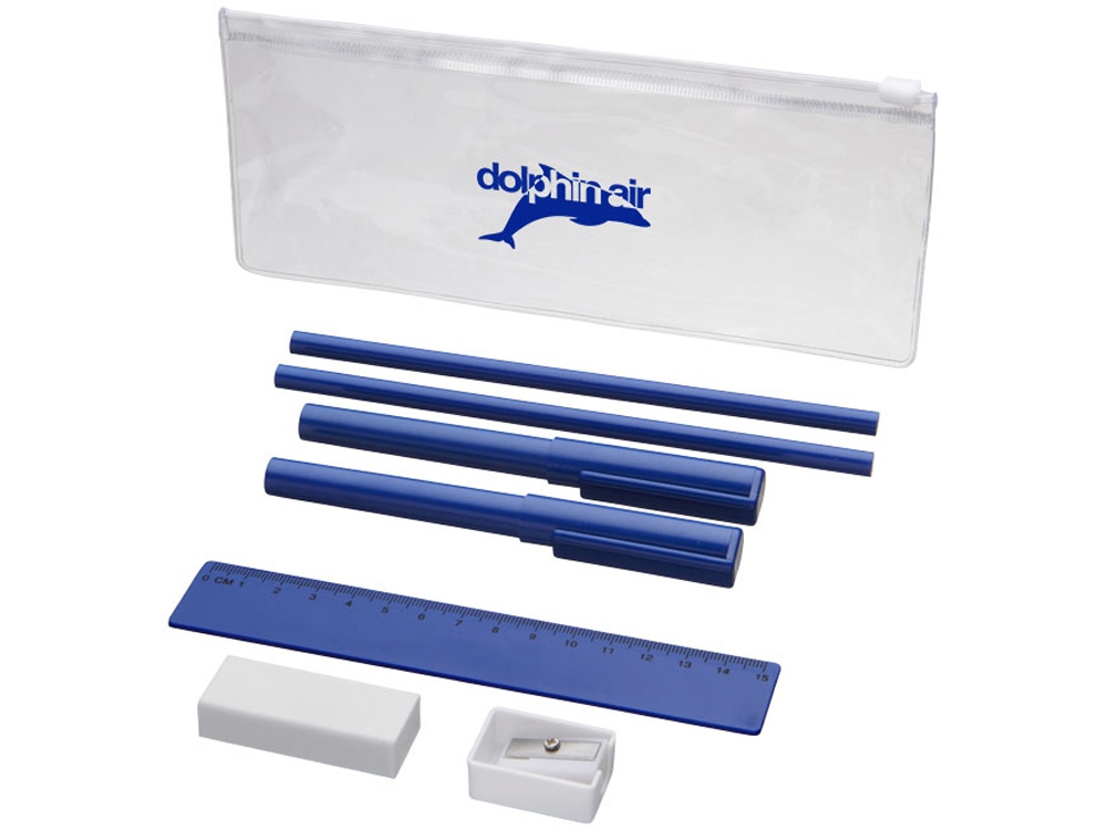 Набор Mindy: ручки шариковые, карандаши, линейка, точилка, ластик, синий