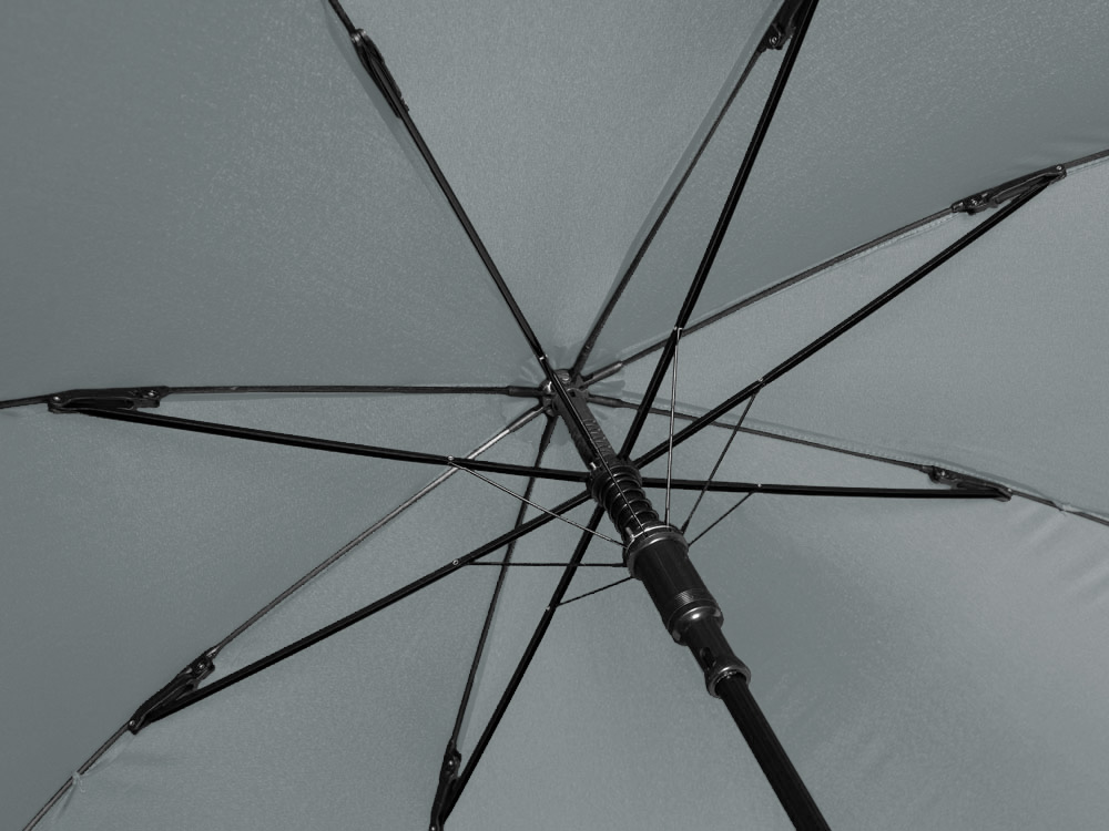 Зонт-трость Reviver с куполом из переработанного пластика, серый