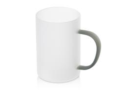 Стеклянная матовая кружка Акцент с цветной ручкой для сублимации, черный