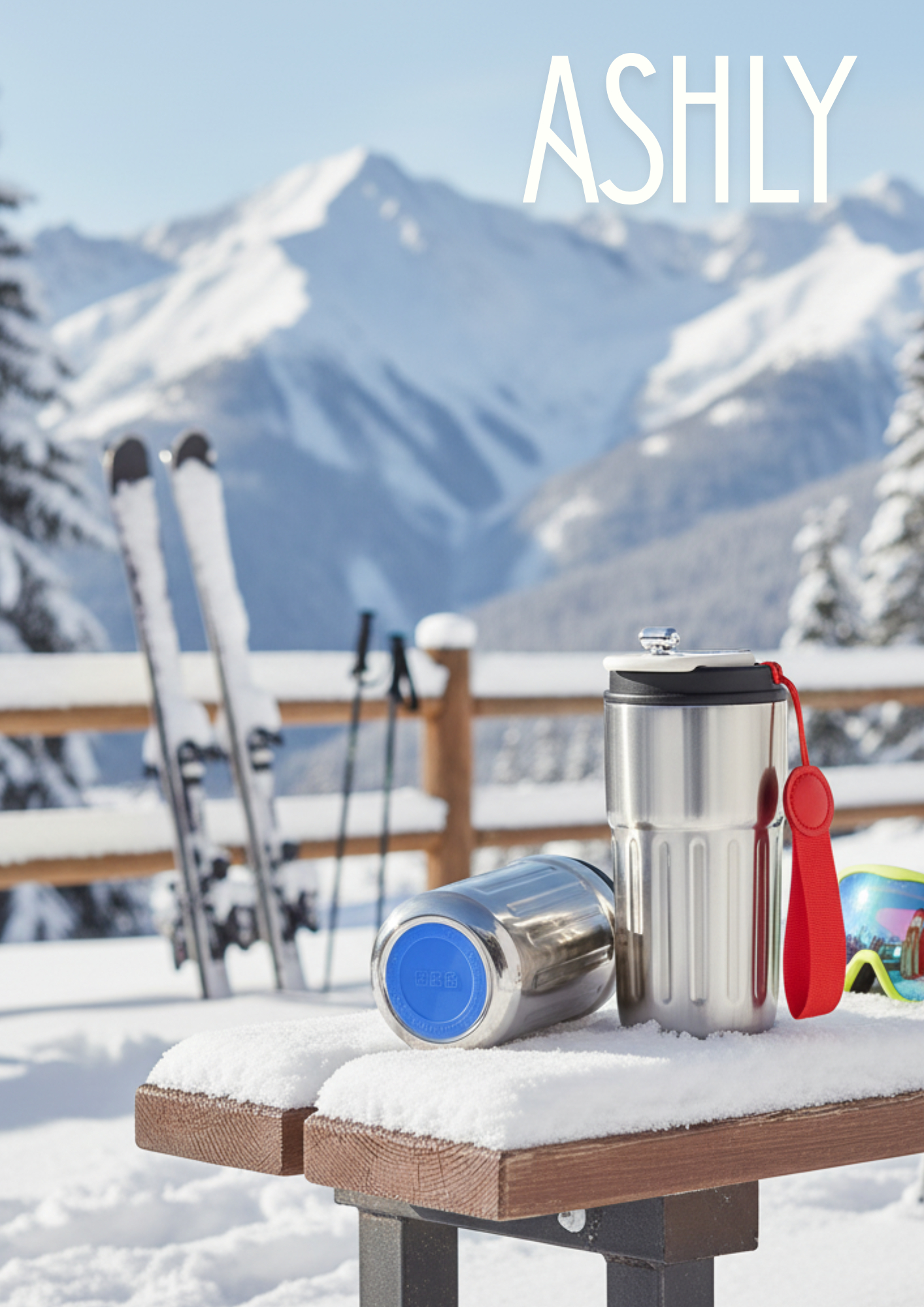 Термокружка Ashly To Go, серебристая/красная/синяя