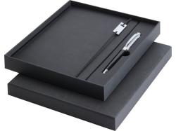 Набор Legato Elegance из блокнота формата А5 в твердой обложке и ручки-роллера, черный/белый