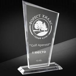 Награда из стекла с лазерной гравировкой