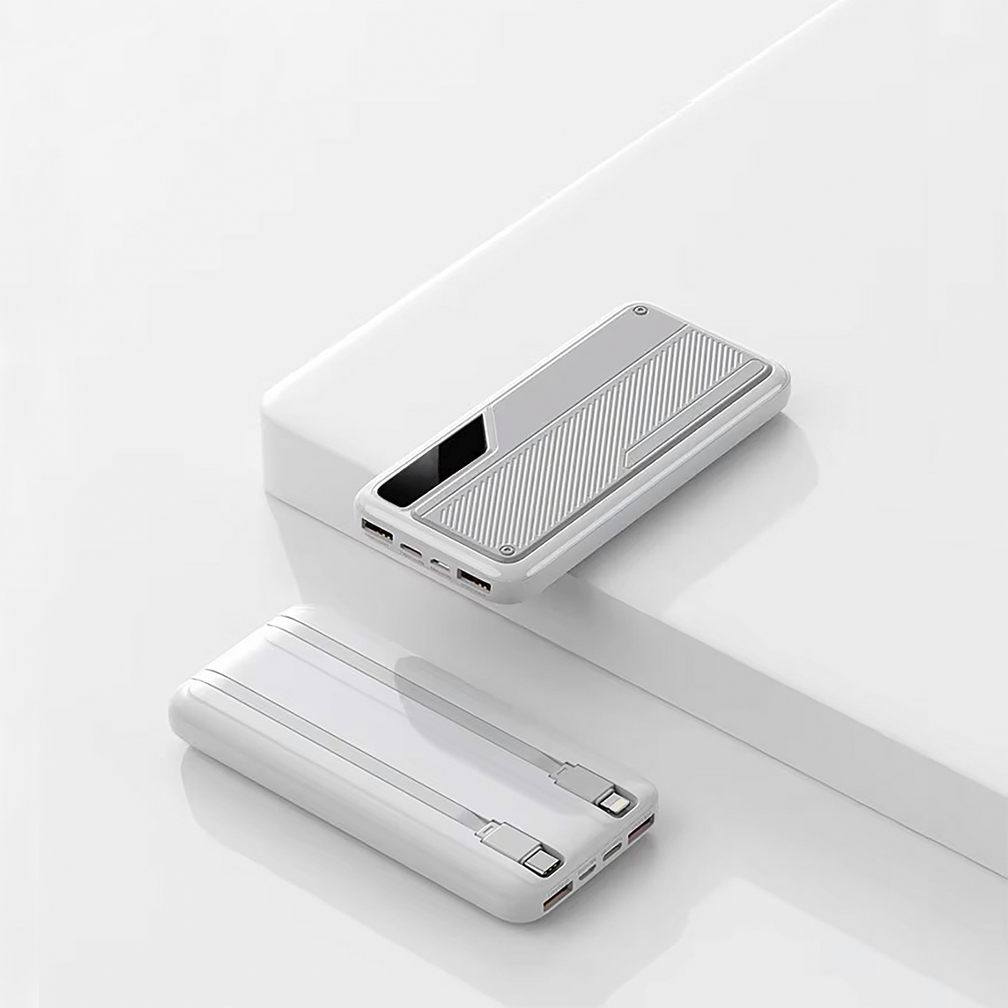 Зарядное устройство "Connect" 10000 mAh со встроенными Type-C/Lightning кабелями