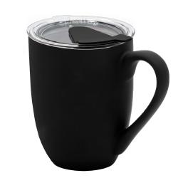 Кружка с крышкой Velvet Duo, софт-тач, чёрная