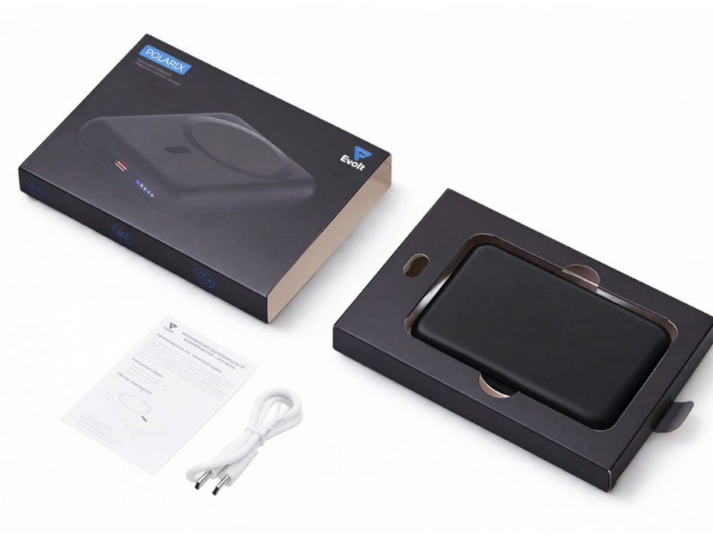 Магнитный внешний беспроводной аккумулятор Polarix, QC/PD, 10000 мАч, черный Магнитный внешний беспроводной аккумулятор Polarix, QC/PD, 10000 мАч, черный