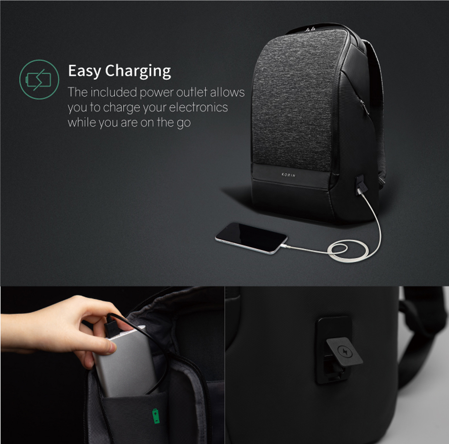 Рюкзак KORIN FlexPack Pro 47х34х18 см, черный