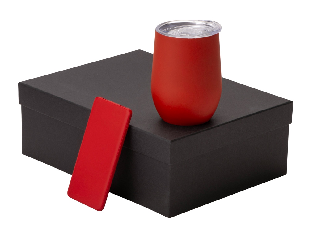 Подарочный набор с термокружкой и повербанком С1, 5000 mAh, красный