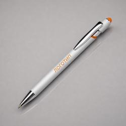 Ручка-стилус металлическая шариковая Sway  Monochrome с цветным зеркальным слоем, серебристый с оранжевым