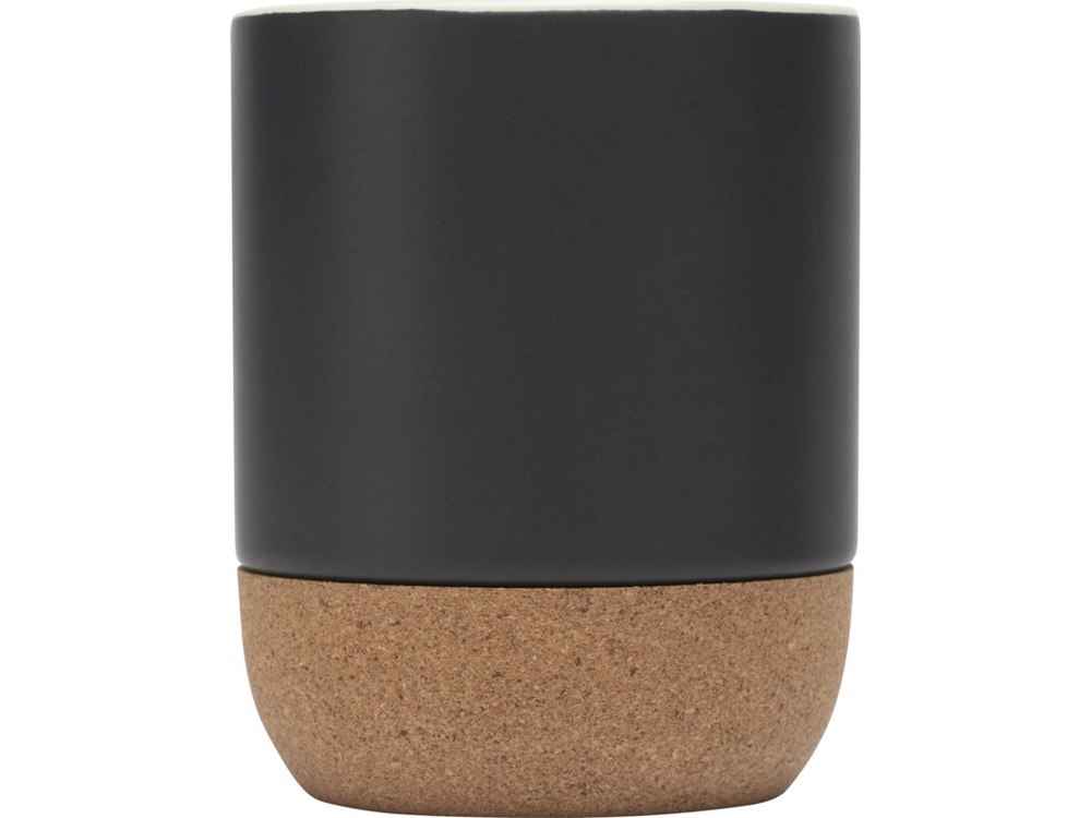 Billie керамическая кружка объемом 300 мл с пробковыми деталями и матовой отделкой, сплошной черный