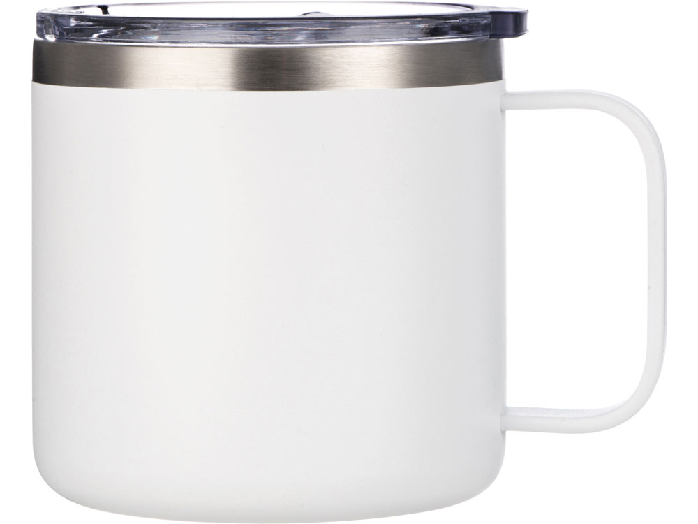 Кружка стальная Alaska с крышкой слайдером, powder coating, белый (Р)