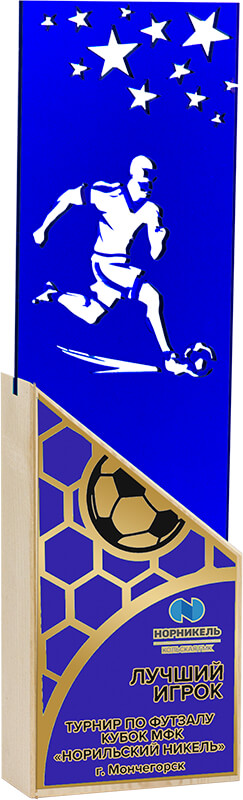 Акриловая награда с сублимационной печатью футбол