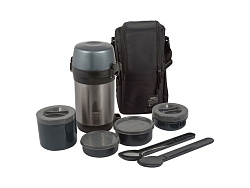 Термос из нерж.стали с пластиковыми контейнерами и ложкой тм THERMOS JLS-1601 Food 1.6L, серый Термос из нерж.стали с пластиковыми контейнерами и ложкой тм THERMOS JLS-1601 Food 1.6L, серый