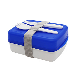 Ланч-бокс Lunch Blue line со столовыми приборами и разделительной перегородкой (синий)