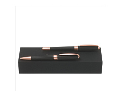 Подарочный набор: ручка шариковая, ручка-роллер. Hugo Boss, черный/розовое золото
