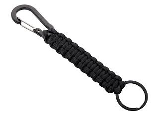 Брелок-веревочка Austere с карабином и кольцом, черный
