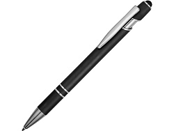 Ручка металлическая soft-touch шариковая со стилусом Sway, черный/серебристый Ручка металлическая soft-touch шариковая со стилусом Sway, черный/серебристый