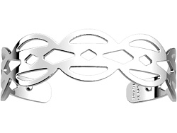 Браслет-бэнгл из латуни с гальваническим покрытием белым родием и серебром, 8мм