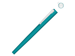 Ручка металлическая роллер Brush R GUM soft-touch с зеркальной гравировкой, бирюзовый