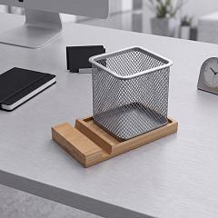Подставка для ручек и телефона Fika, натуральный/серый