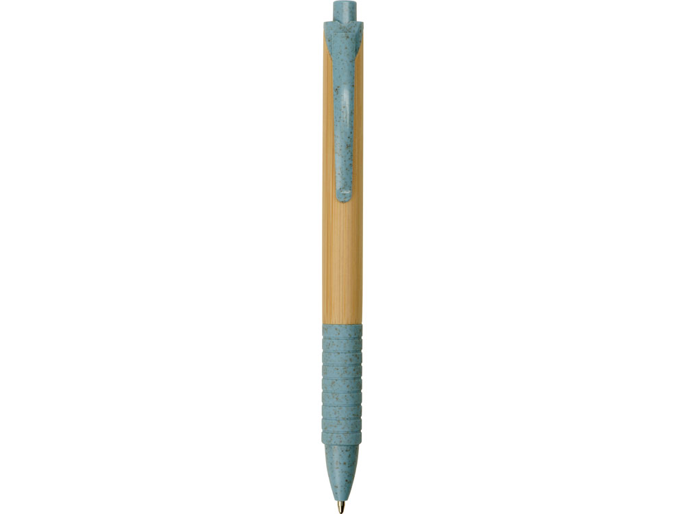 Ручка из бамбука и переработанной пшеницы шариковая Nara, бамбук/синий