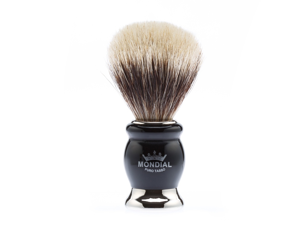 Бритвенный набор Mondial: станок MACH3, помазок, крем для бритья Bergamotto, цвет черный