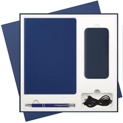Подарочный набор Spark, синий (ежедневник, ручка, аккумулятор)